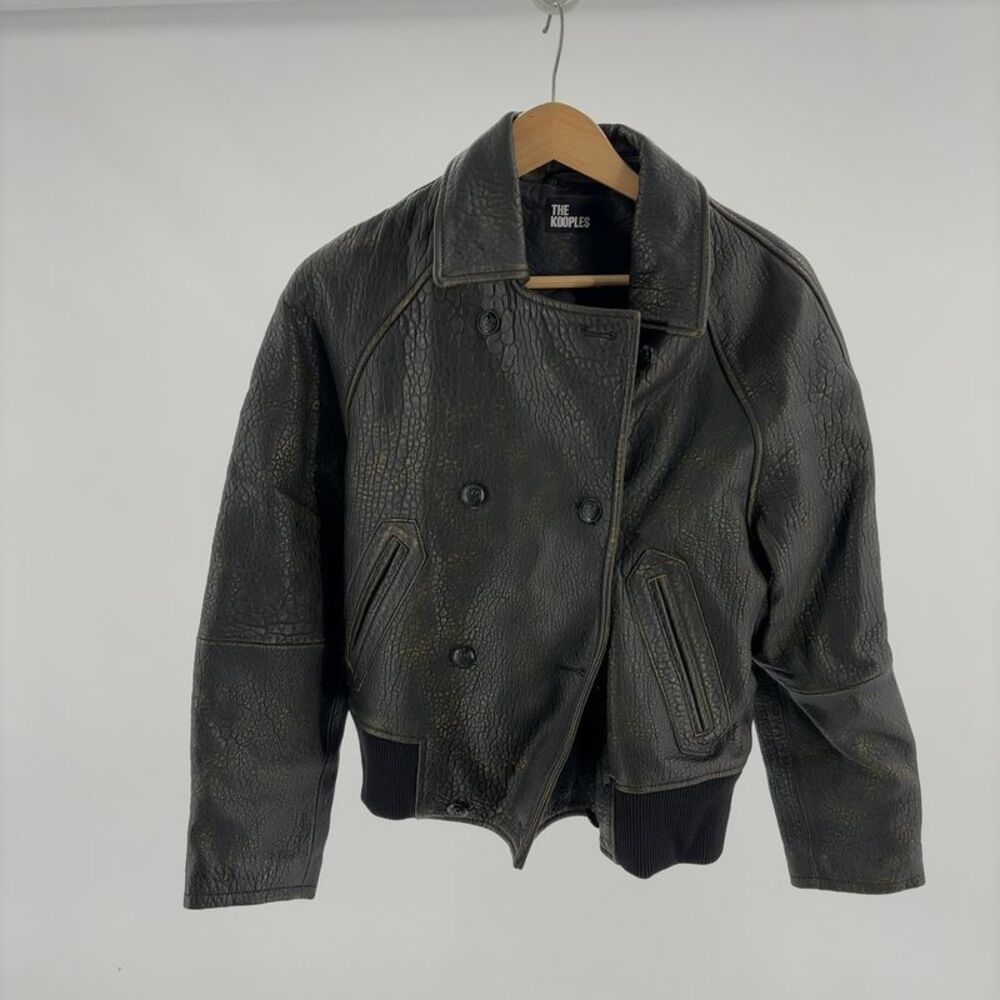 The Kooples Textured Black Sheep Leather Jacket